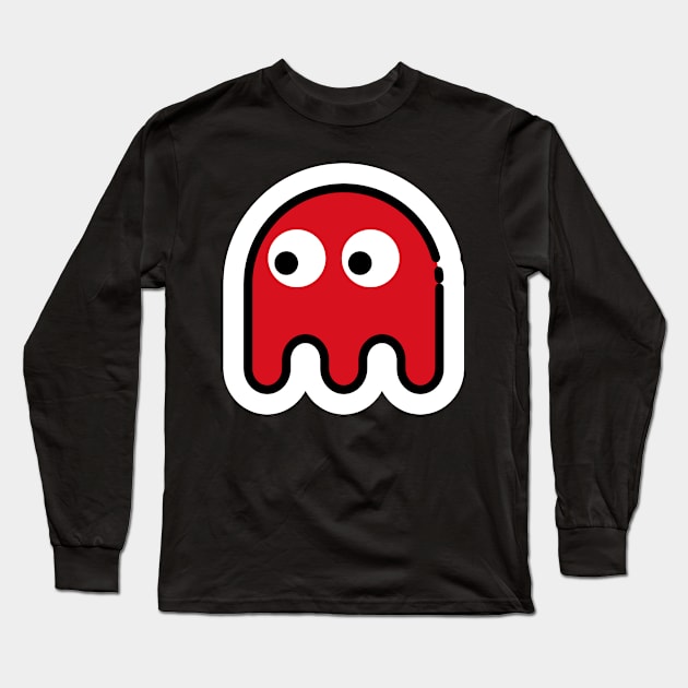 Red Ghost // Line Art Sticker Long Sleeve T-Shirt by Pulpixel